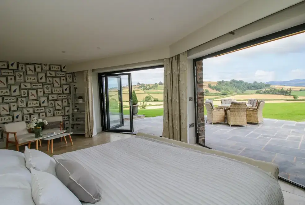 Open plan living area at Llety Cariad