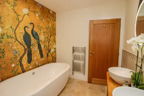 Family bathroom at Llety Cariad, Powys