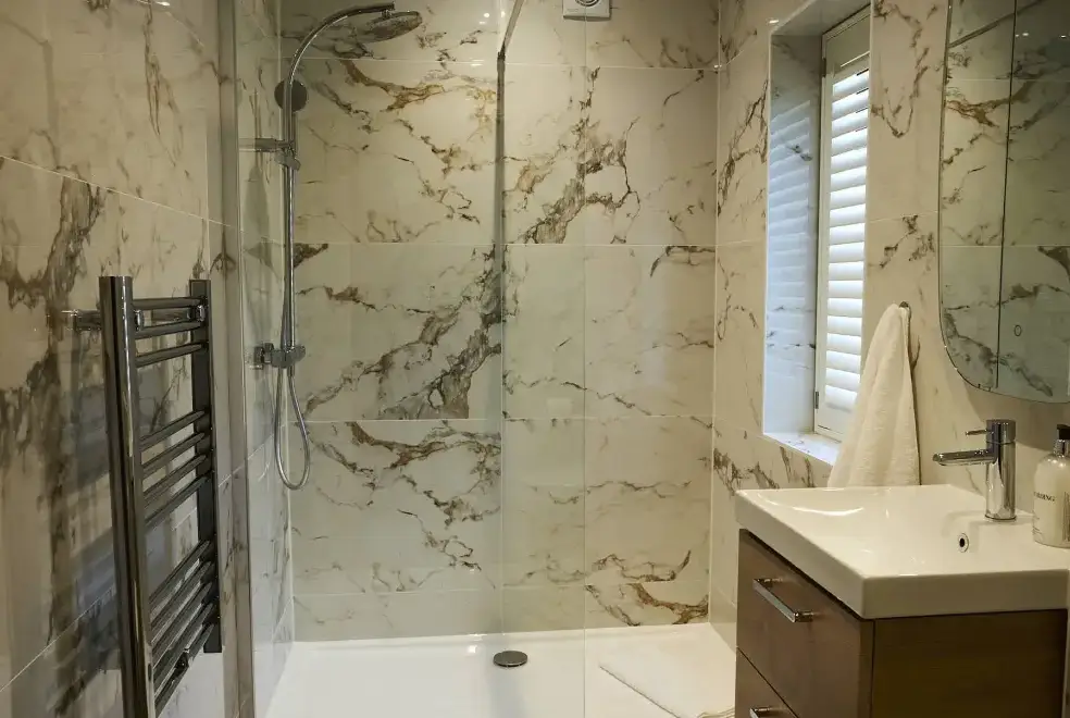Ensuite bathroom at  Lower Canwood sleeps 9+1