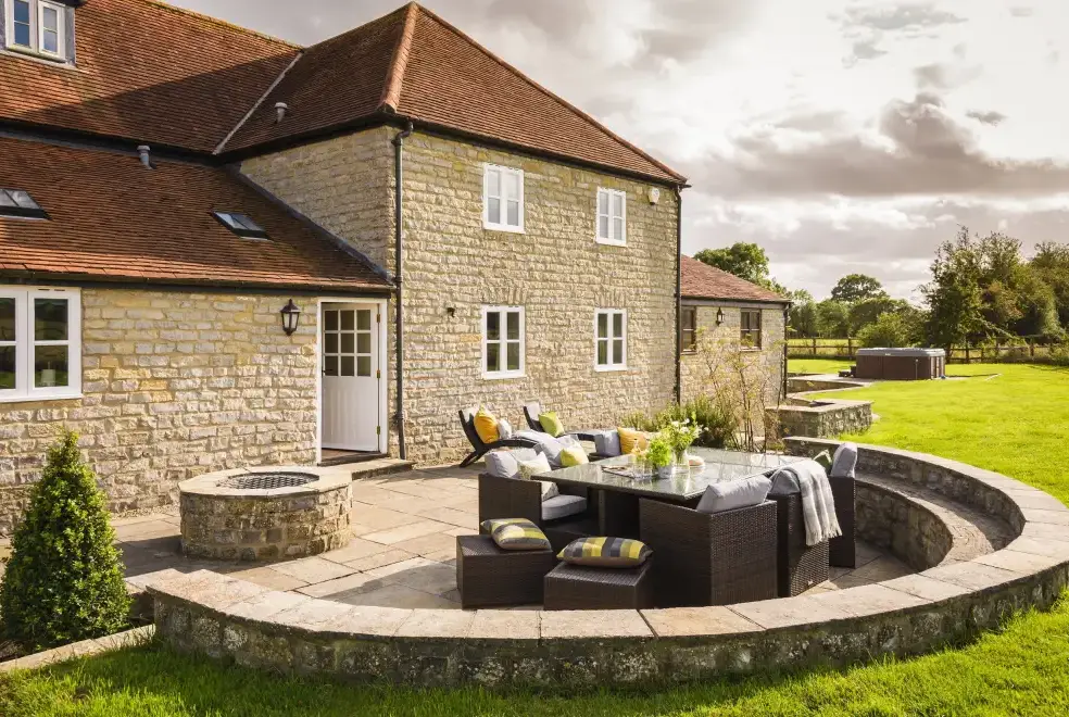 Patio area at Lower Hedge Farm 