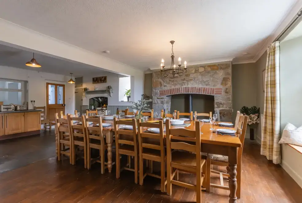 Dining room at Lower Northcott  Farmhouse