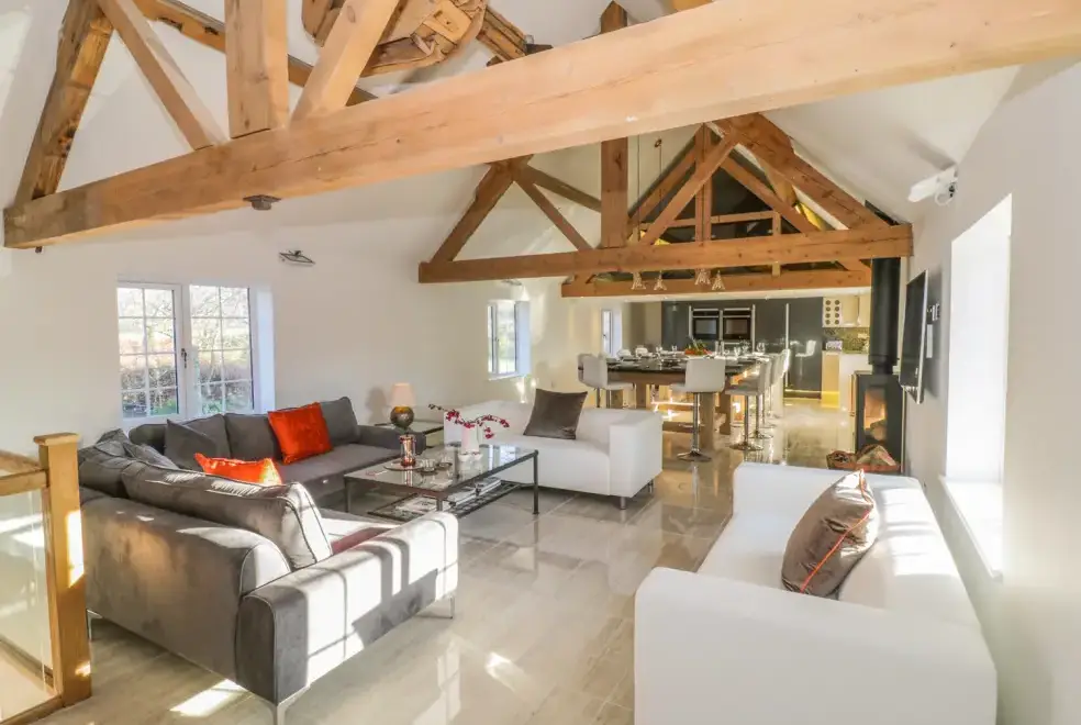 Open plan living area at Lower Tundridge Cottage