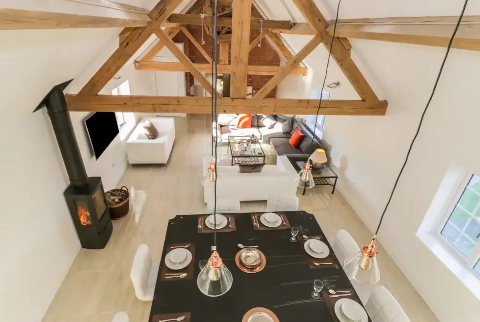 Open plan living area at Lower Tundridge Cottage