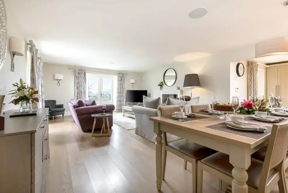 Open plan living area at Luxury House, 5* Gold rated,sleeps 10+1 with a large garden, downstairs bedroom and wet room,  and a shared games room