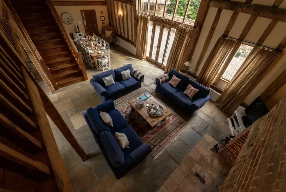 Open plan living area at Manor Farm Barn