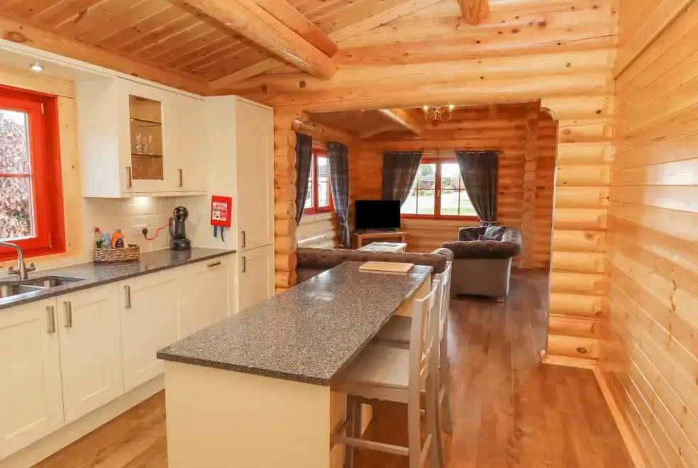 Open plan living area at Maple Lodge