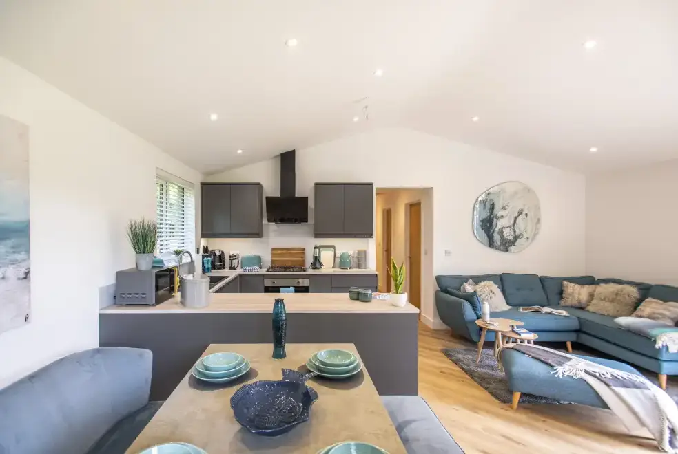 Open plan living area at Maple Lodge