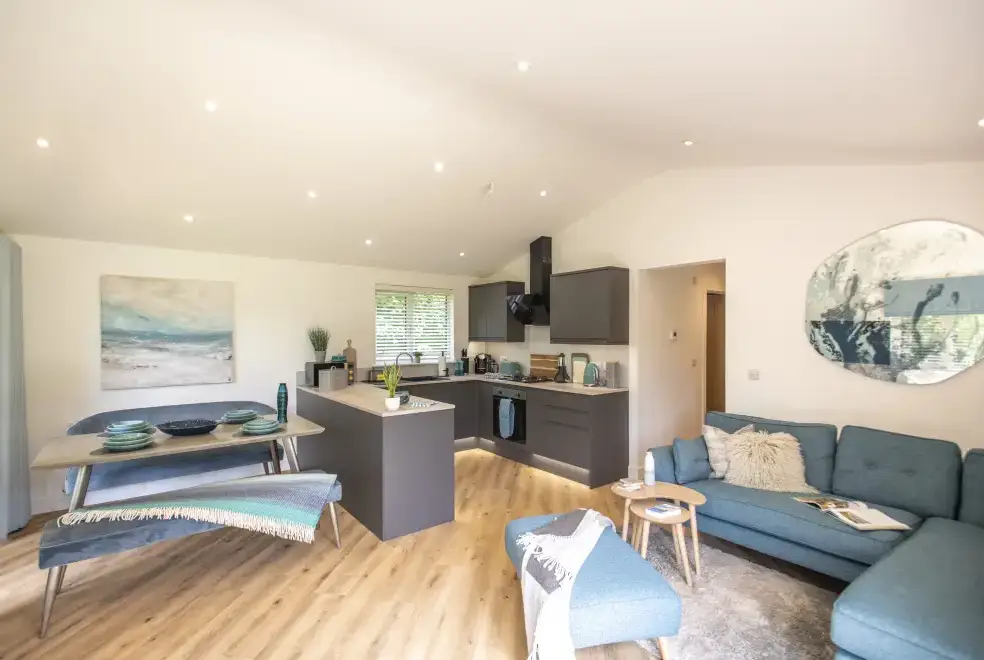 Open plan living area at Maple Lodge