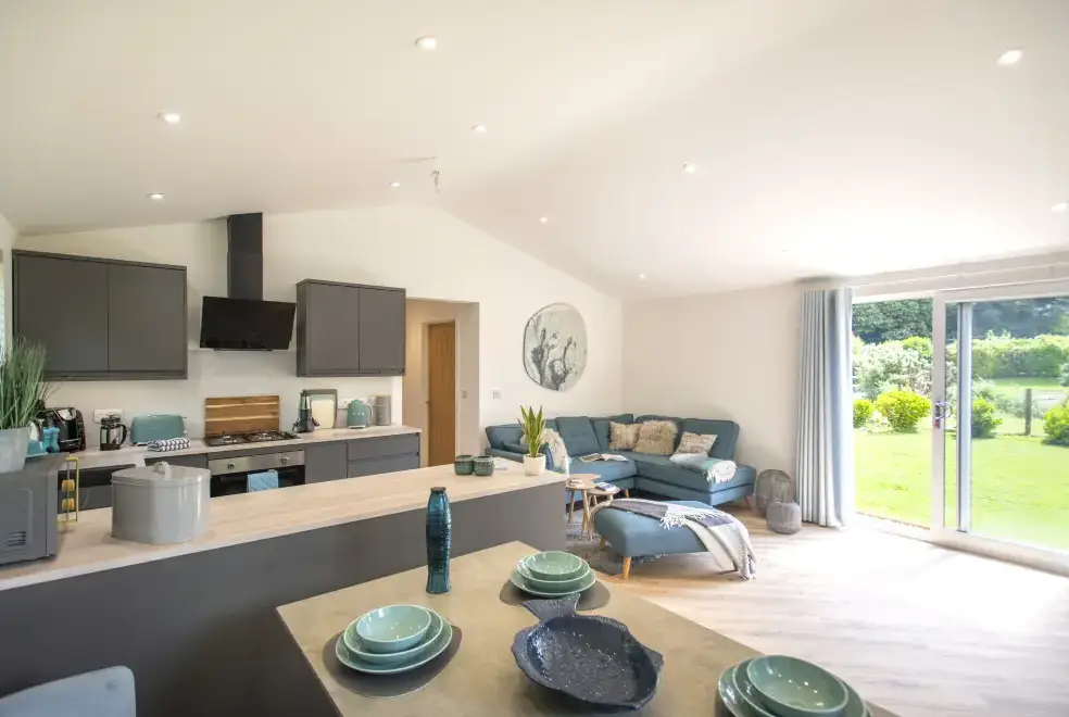 Open plan living area at Maple Lodge