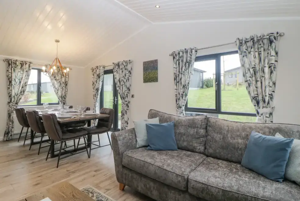 Open plan living area at Meadow Lodge