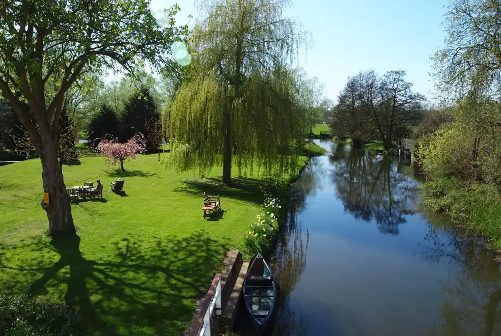 Countryside views at Mendham Mill - a fabulous holiday home over a river