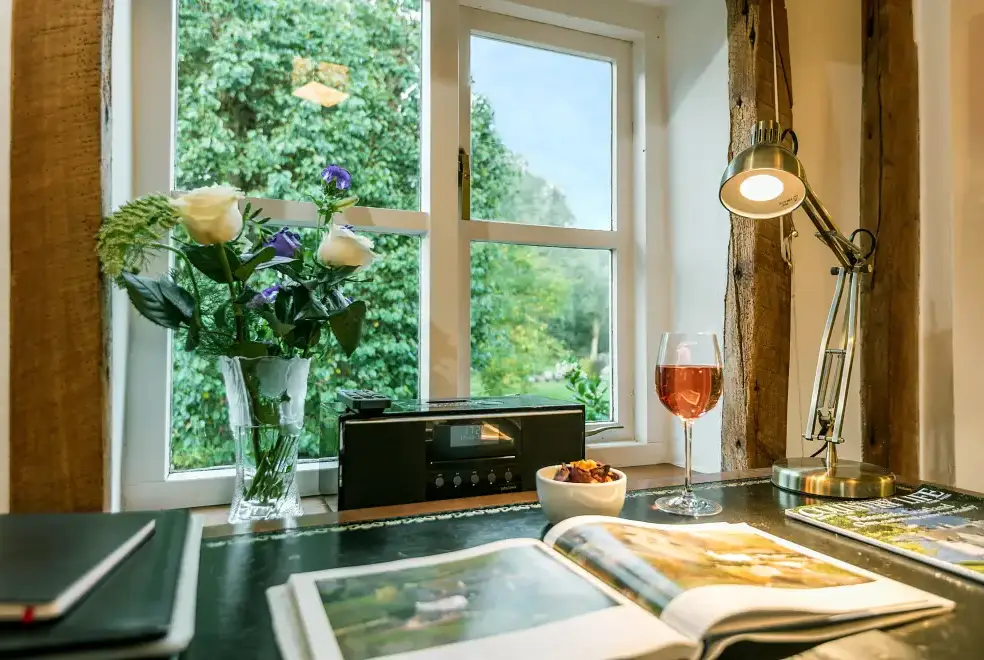 Desk area at Mendham Mill - a fabulous holiday home over a river