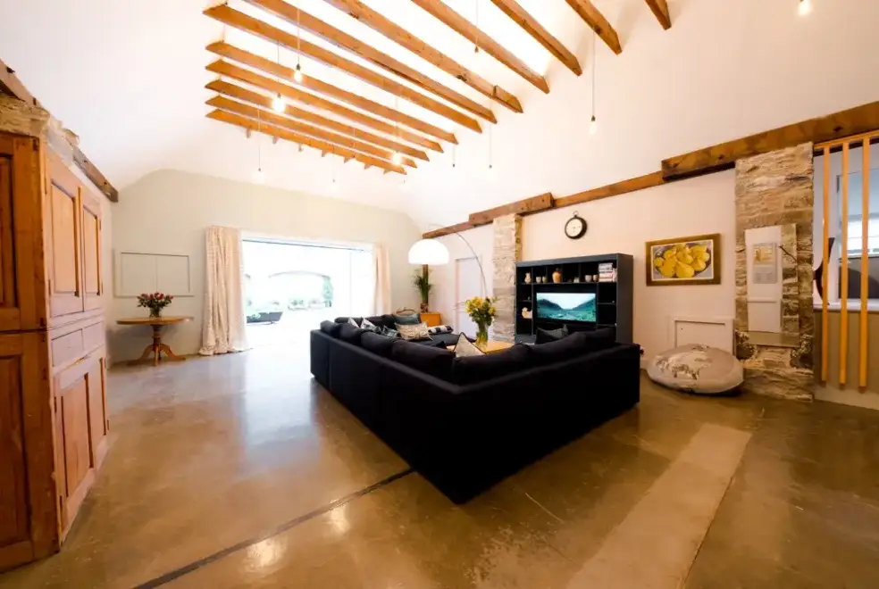 Open plan living area at Menzies Steading