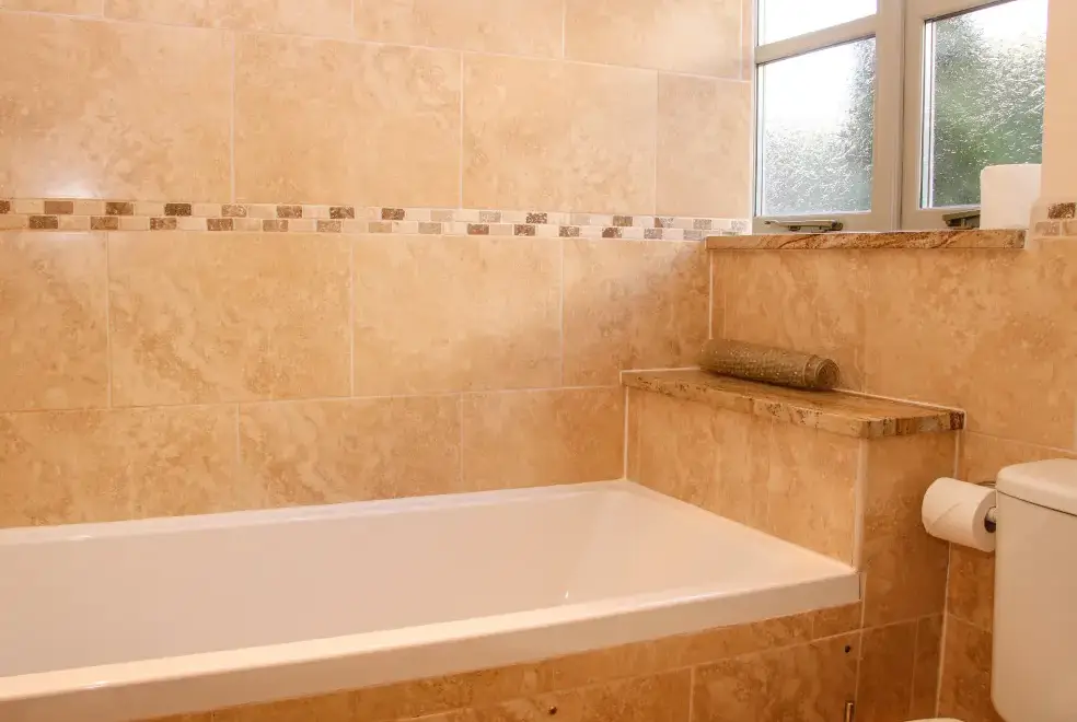 Family bathroom at Milking Parlour Country Retreat, Shropshire Hills