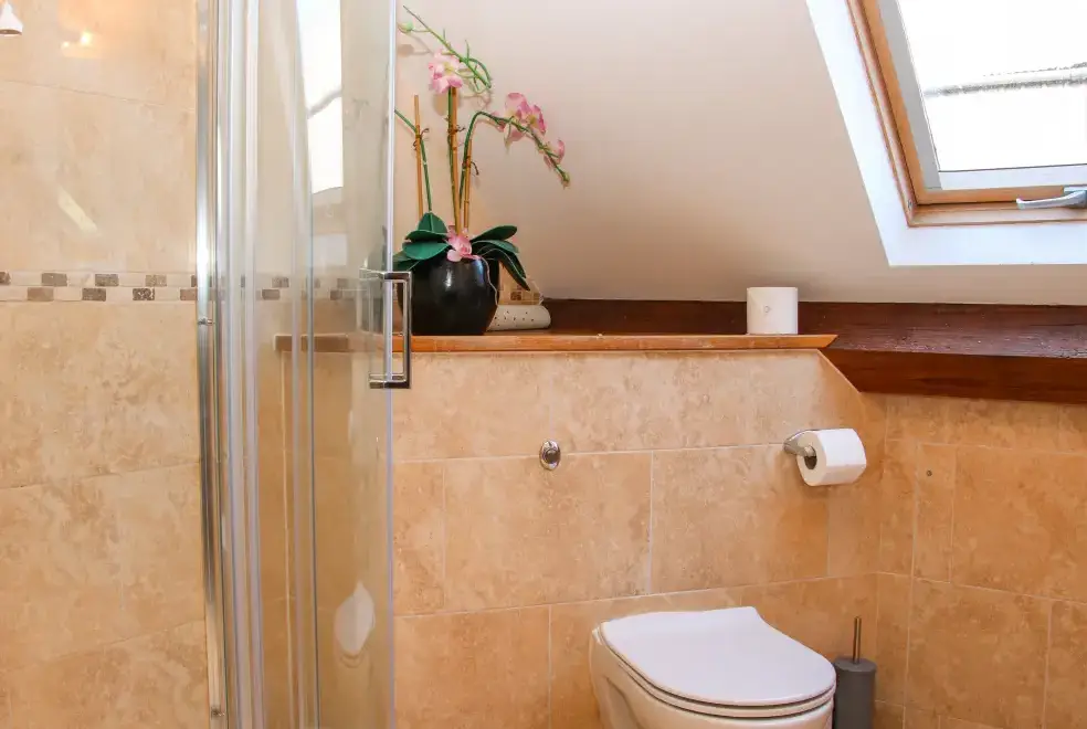 Shower room at Milking Parlour Country Retreat, Shropshire Hills