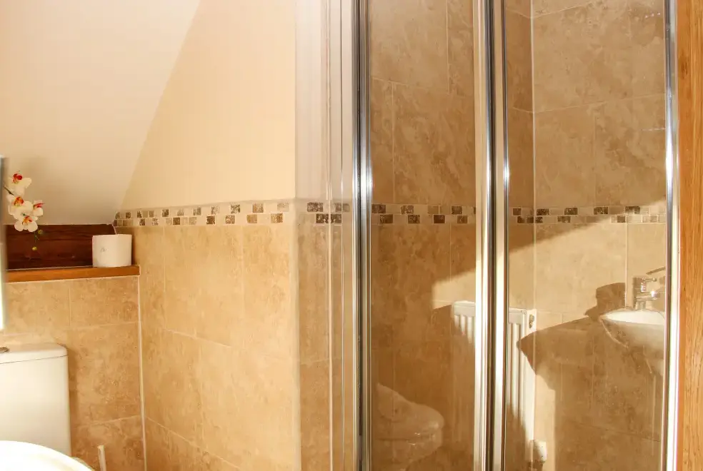 Shower room at Milking Parlour Country Retreat, Shropshire Hills