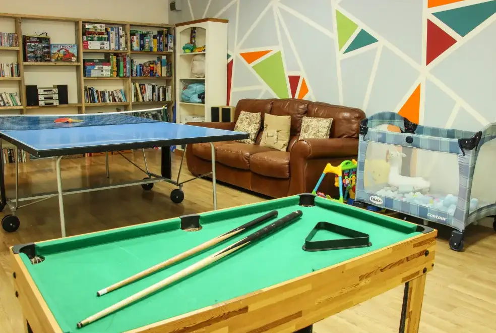 Games Room at Milking Parlour Country Retreat, Shropshire Hills