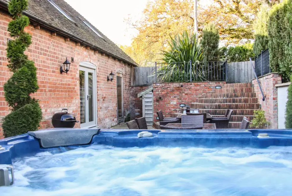 Private Hot Tub at Milking Parlour Country Retreat, Shropshire Hills