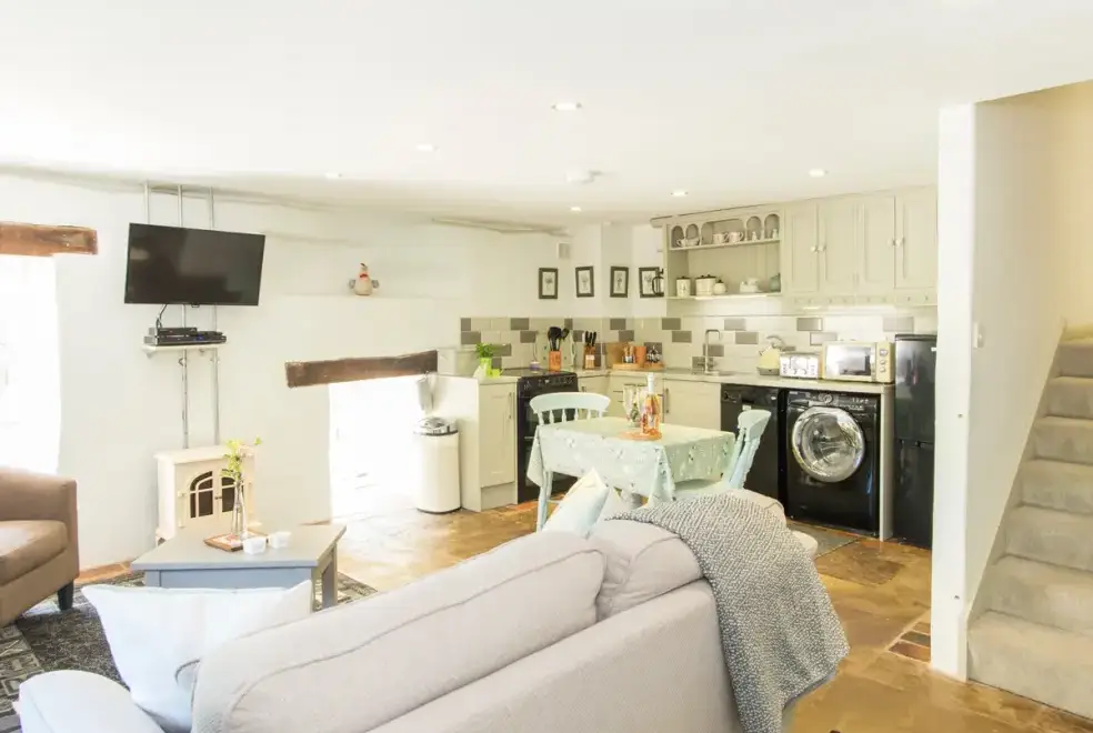 Open plan living area at Mill Cottage