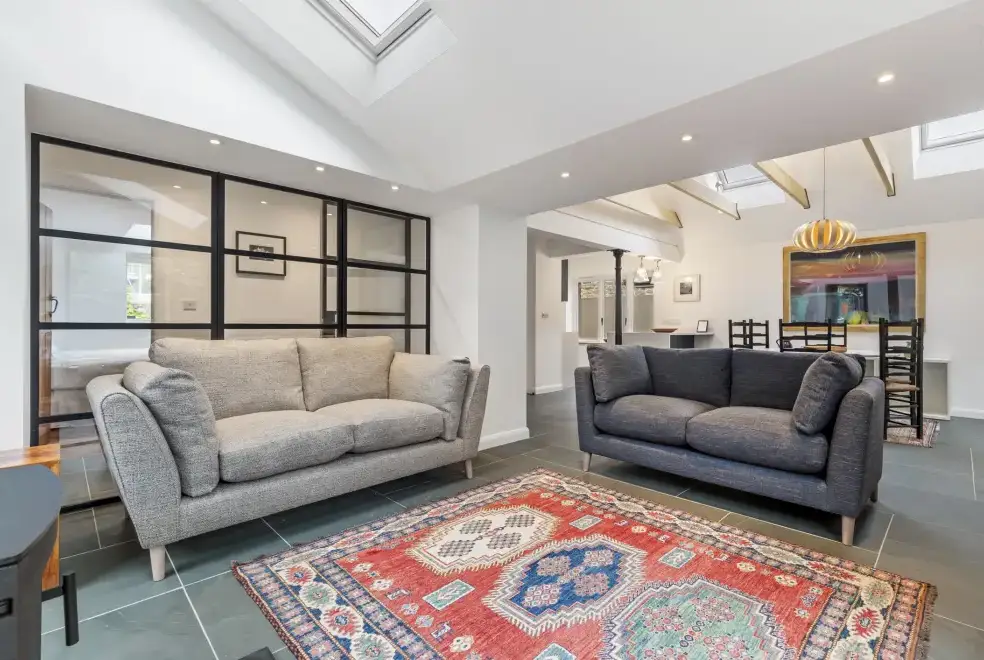 Open plan living area at Mill Lodge