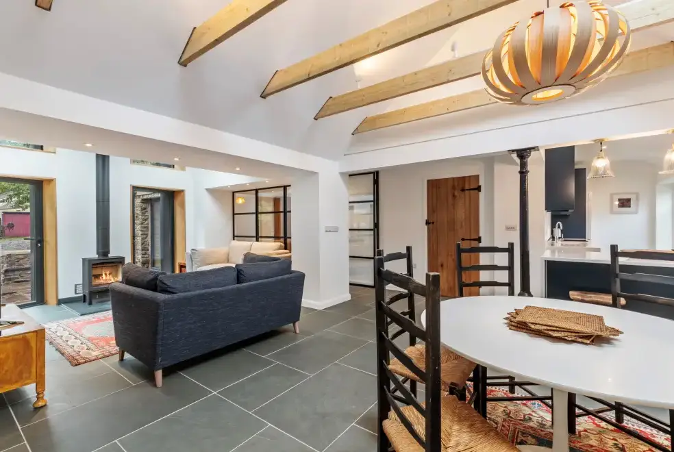 Open plan living area at Mill Lodge