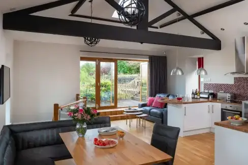 Open plan living area at Moorlands Manor, Lancashire