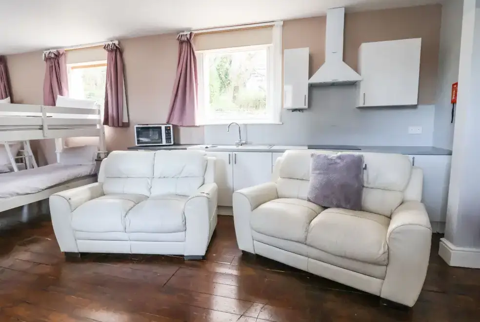 Open plan living area at Mountain View House