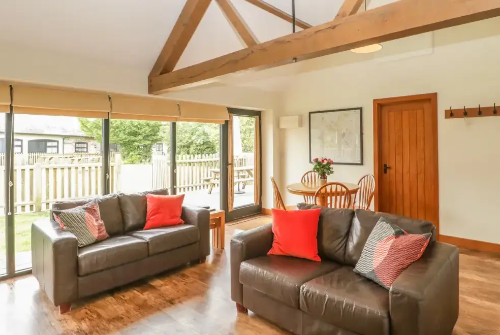 Open plan living area at New Barn