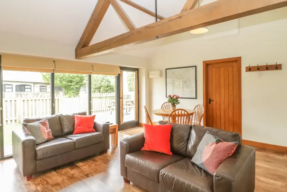 Open plan living area at New Barn