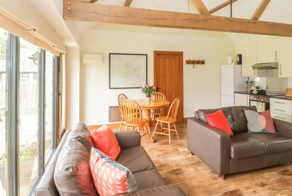 Open plan living area at New Barn