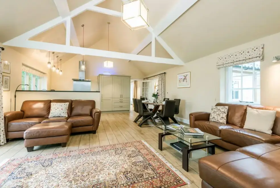 Open plan living area at North Meadow Cottage