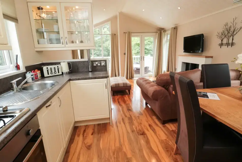 Open plan living area at Number 43 Burnside Lodge