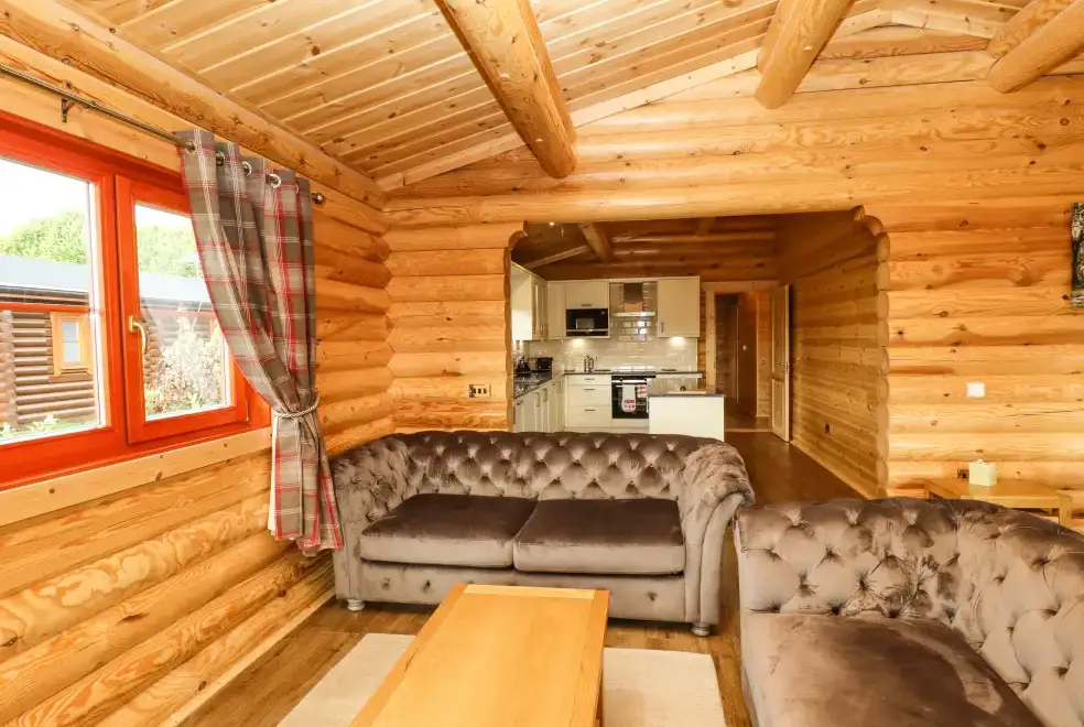 Open plan living area at Oak Lodge