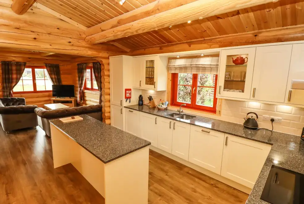 Open plan living area at Oak Lodge