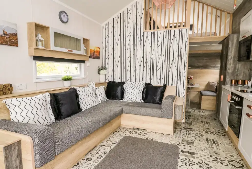 Open plan living area at Oak Tree View