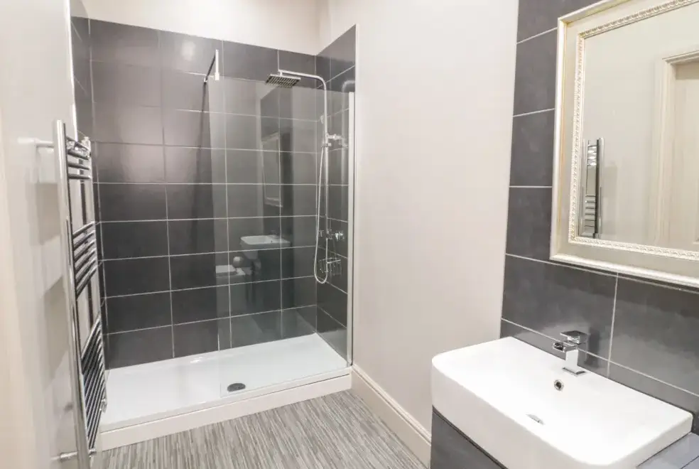 Shower room at Oakwood Rural Cottage, North Wales