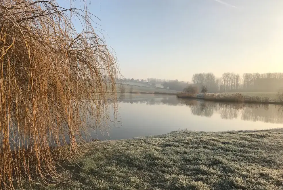 Lake view at Old Barn House, Hereford