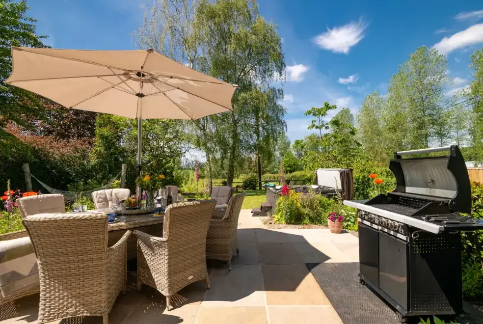 Patio area at Old Barn House, Hereford