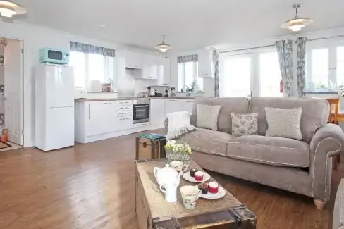 Open plan living area at Omalast, Cornwall