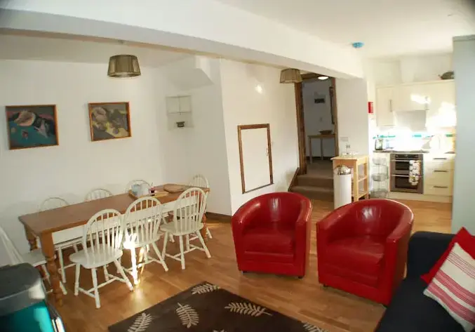 Open plan living area at Orchard Barn at Woodhayes Farm