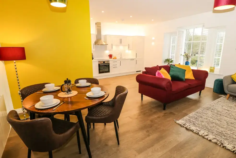 Open plan living area at Over The Arch Retreat