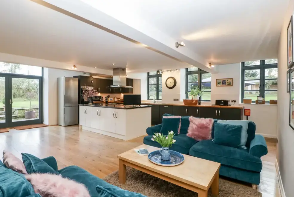 Open plan living area at Owl Barn