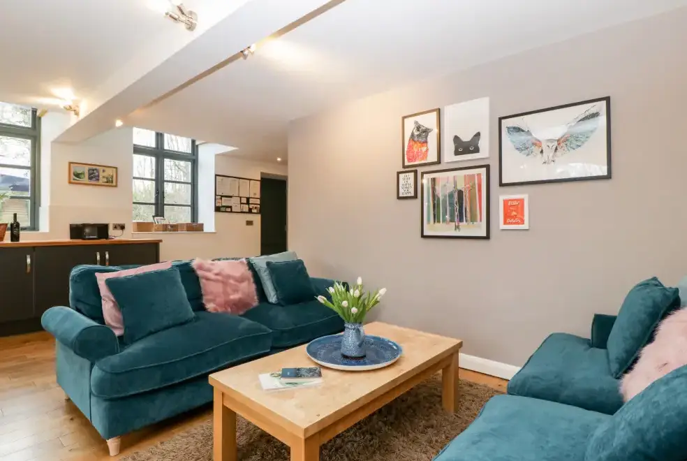 Open plan living area at Owl Barn