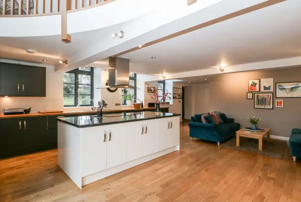 Open plan living area at Owl Barn