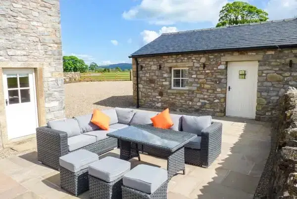 Patio area at Ox Hey Barn