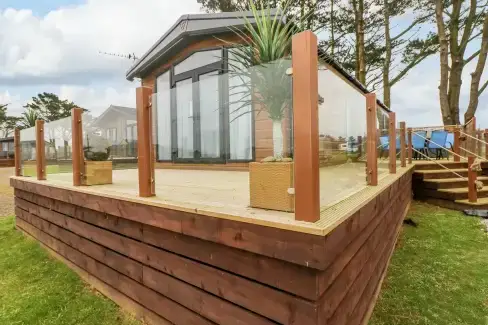 Decked area at Oyster Lodge, Pembrokeshire