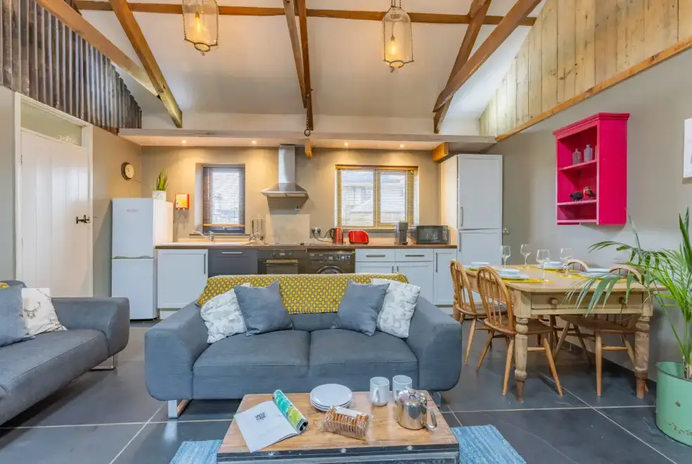 Open plan living area at Parlour Barn