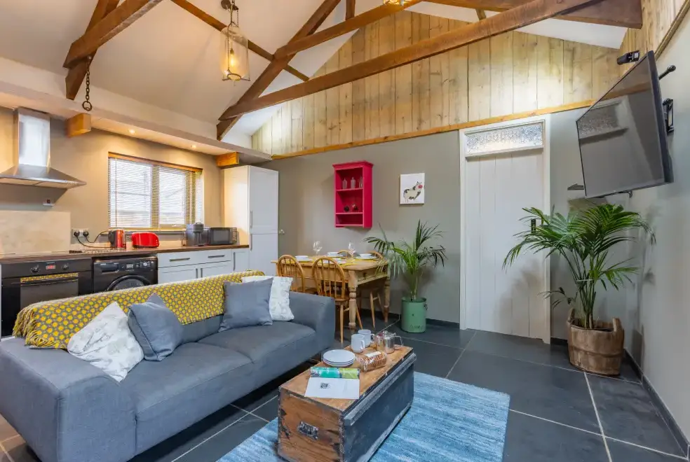 Open plan living area at Parlour Barn