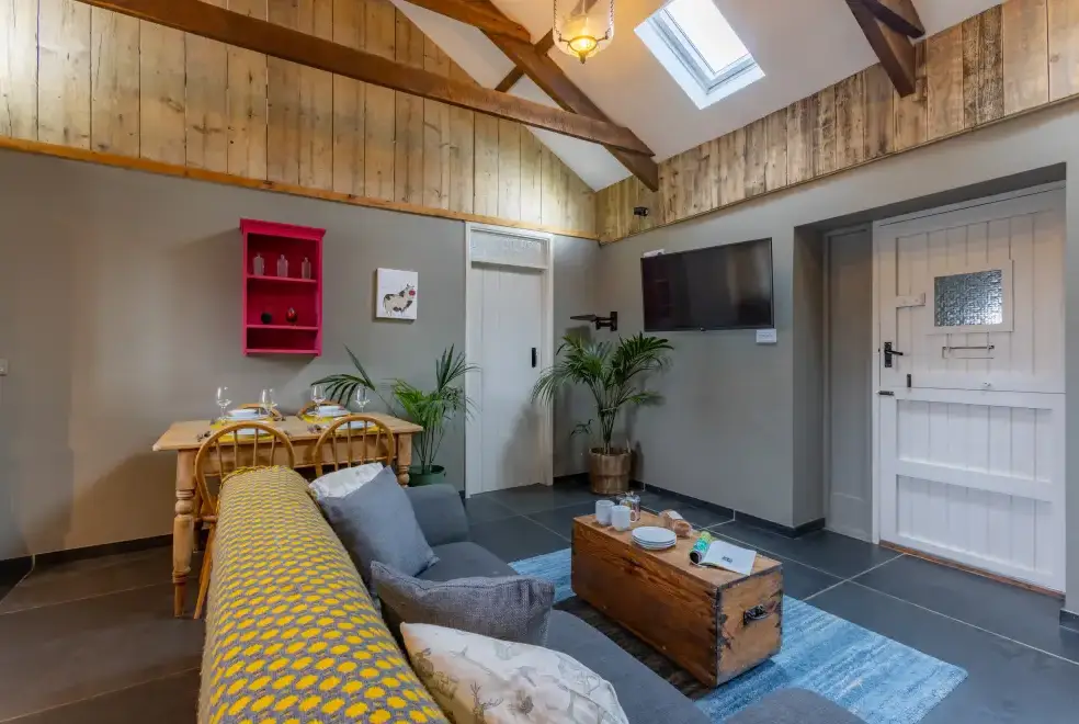 Open plan living area at Parlour Barn