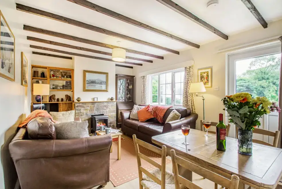 Open plan living area at Penlan